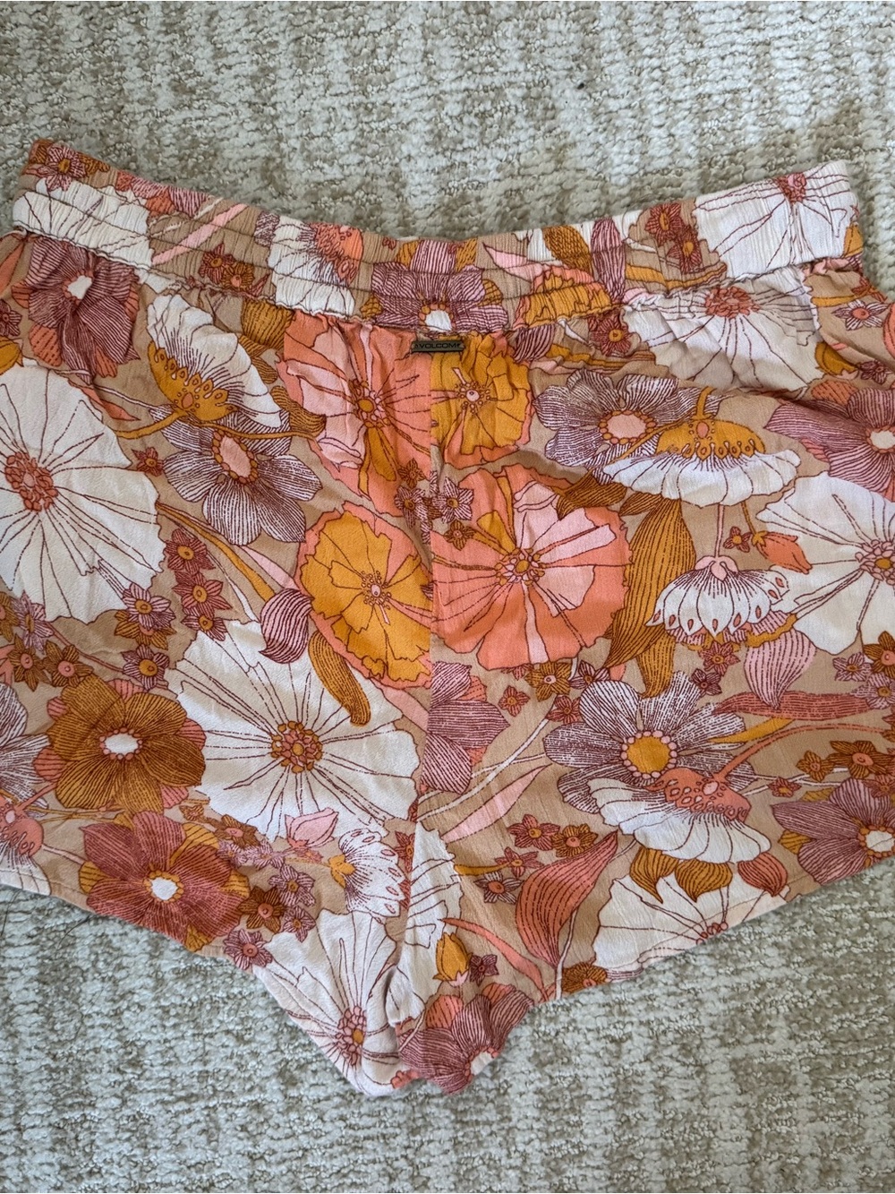 Volcom Floral Women’s Shorts in Peach & Pink - Picture 2 of 4